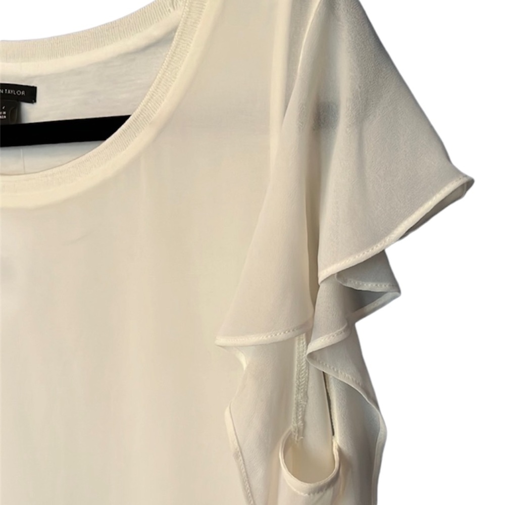 NWT! Ann Taylor Ruffled Cap Sleeve Top Size L